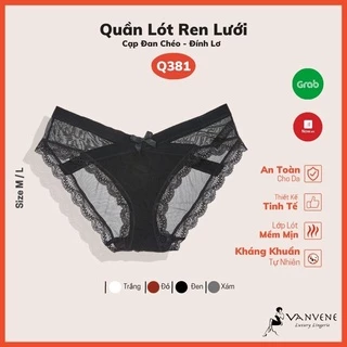 Quần Lót Ren Lưới Vanvene Cạp Đan Chéo X Đính Nơ Cách Điệu Q381