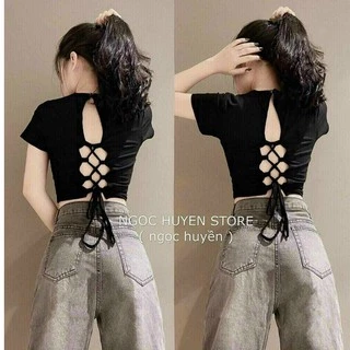 Áo kiểu croptop đan dây sau lưng cực xinh , chất thun bozip mềm mịn P