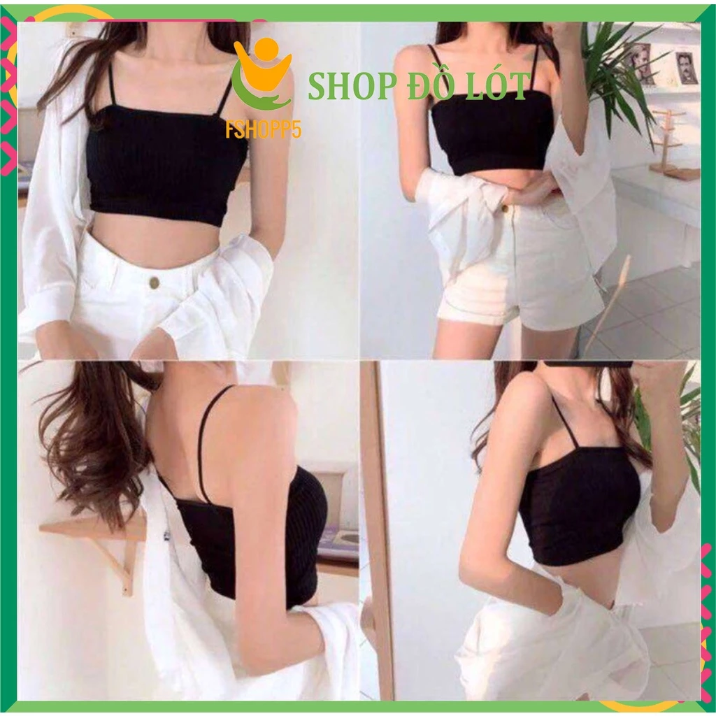 Áo quây ngực 2 dây gân tăm đệm mút mỏng sexy cotton dây nhỏ mặc hở lưng AOLOT03