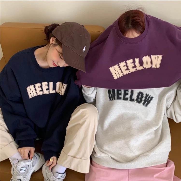 Áo sweater nỉ MEELOW form rộng free size cho nam và nữ