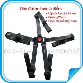 Dây an toàn 5 điểm Dây lắp trên các loại ghế xe đạp, ghế ăn, ghế ngồi ô tô hoặc xe máy, tháo lắp tiện lợi - Khóa bấm giữ