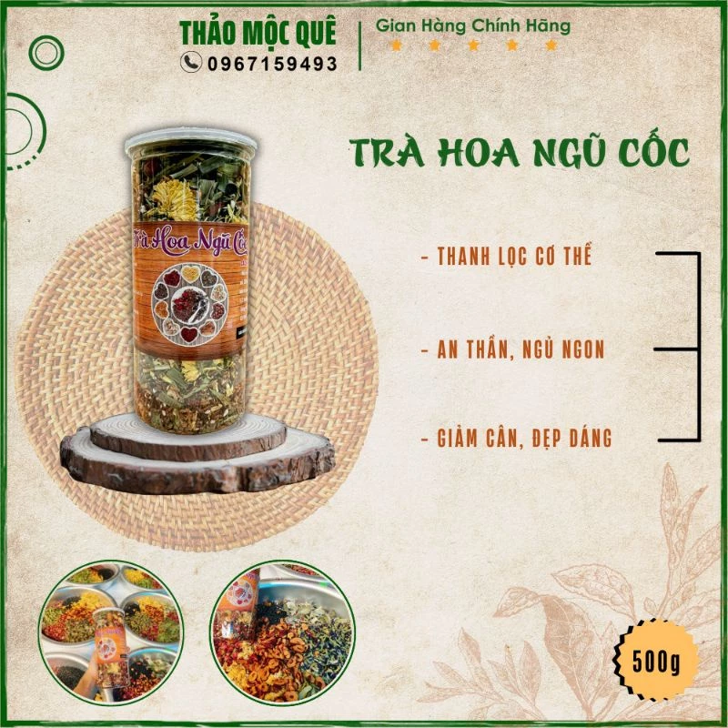 Trà hoa ngũ cốc thiên nhiên an toàn tốt cho sức khỏe, trà thảo mộc thải bỏ độc tố gan thận