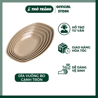 Dĩa vuông màu nâu bo cạnh tròn nhựa melamine Fataco Việt Nam