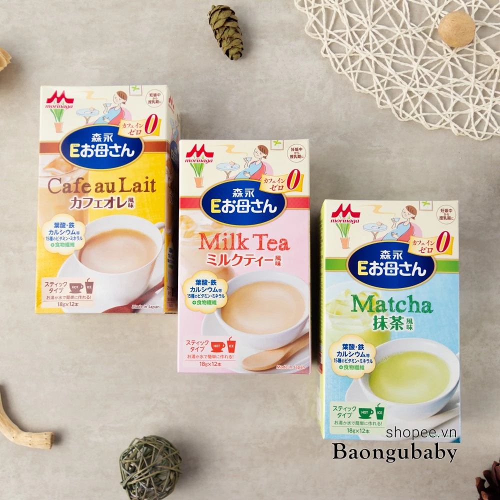 Sữa bầu Morinaga Nhật Bản vị Matcha, Trà sữa, Cafe cung cấp dinh dưỡng cho mẹ bầu