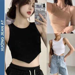 Áo Ba Lỗ Vạt Nhọn Ôm Body Chất Thun Gân Dáng Croptop - 761