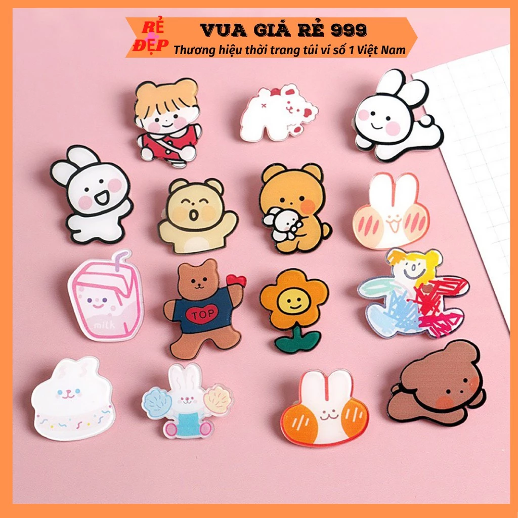 COMBO 10 Sticker phụ kiện cài gim trang trí balo túi ví xinh xắn dễ thương VUAGIARE999 ST00