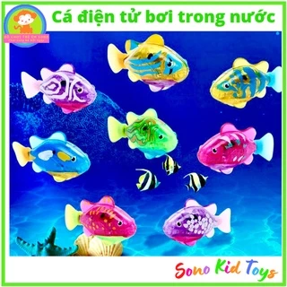 Cá điện tử đồ chơi - Cá robot bơi trong nước có đèn, đồ chơi nhà tắm cho bé - Robo fish