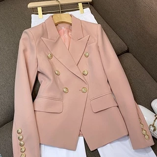 Áo khoác vest blazer nữ màu hồng nude túi cơi ngưc QUYNH DESIGN AV014