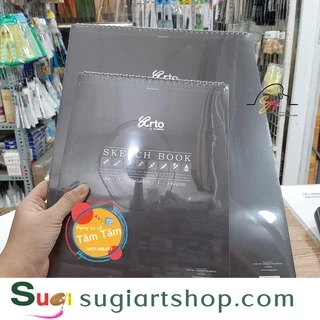 [ Sugi art shop ] [ TÂM TÂM ]-Skech book vẽ màu nước Campad, Sổ vẽ màu nước Campad 240gsm 12 tờ (bìa nâu đen)-