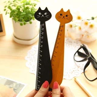 Thước Gỗ Hình Mèo Dễ Thương 15cm