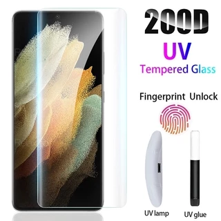 Kính cường lực toàn màn hình keo UV cho Samsung ss Galaxy S24 S23 S22 S21 Plus Note 20 Ultra S20 S10 5G S9 S8 10 9 8 Plus 5G 4G 2024