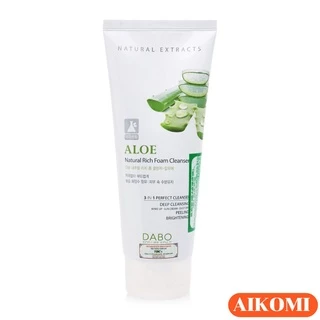 Sữa Rửa Mặt Dabo Lô Hội 3-in-1 Aloe Natural Rich Foam Cleanser 180ml sạch da, dưỡng ẩm, làm trắng