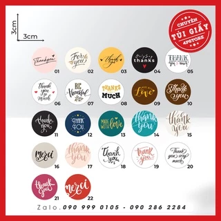 [SẴN] 50 NHÃN DECAL THANK YOU TRÒN 3CM