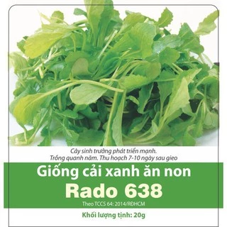 [Seeds] Hạt giống cải xanh ăn non Rado638, đóng gói 20gr