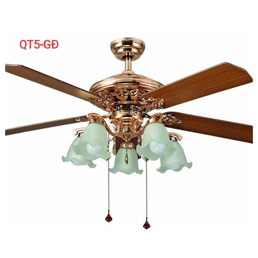 Quạt Trần CÁNH GỖ QT5-GD  Động Cơ DC, Có Đèn LED, Có Điều Từ Xa Phù Hợp Mọi Không Gia Kiến Trúc Việt  [Bảo Hành 5 năm]