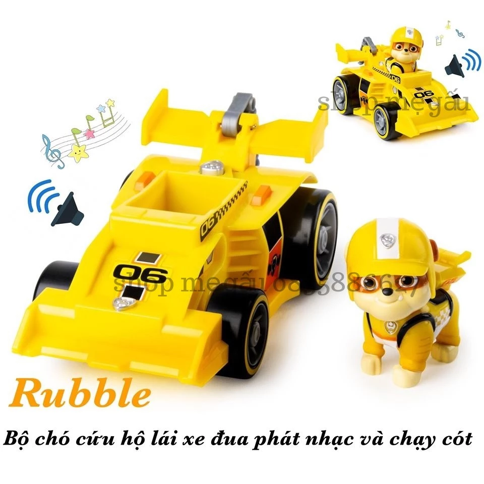 Bộ chó RUBBLE lái xe đua chạy cót và phát nhạc phim Những chú chó cứu hộ - Paw Patrol