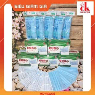 [Chính Hãng] Khẩu Trang Y Tế Xanh 4 Lớp Euro Kháng Khuẩn Tốt 1 Hộp 50 Chiếc