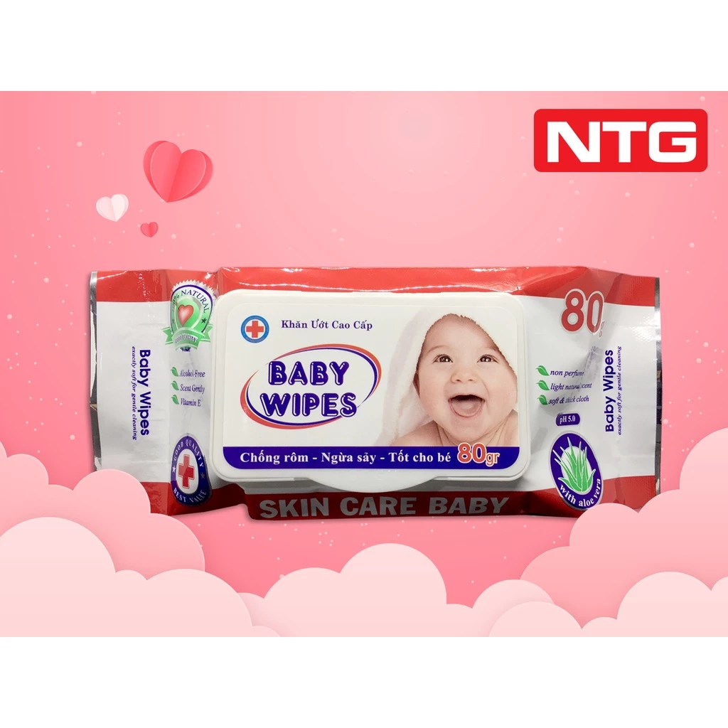 Khăn ướt Baby Wipes 80g, Đỏ, Có mùi, Siêu chất