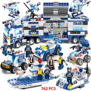 Đồ Chơi Lắp Ráp Kiểu LEGO Cảnh Sát Biển, Ôtô, Robot, Chiến Thuyền, Trực Thăng Police Swat No.PX250 762 Chi Tiết