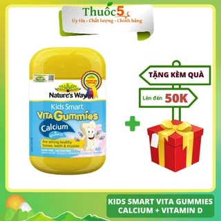 Kẹo Dẻo Canxi Cho Bé Nature’s Way Kids Smart Vita Gummies Calcium + Vitamin D 60 Viên