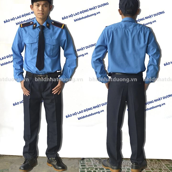 Đồng phục bảo vệ dài tay không logo bảo vê không phụ kiện áo vải kate BV02- Nsafe