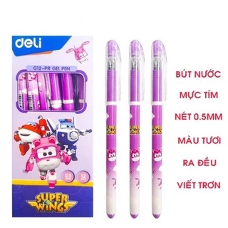 [Mua lẻ] Bút gel Deli Super Wings G12-PR nét 0.5mm màu tím, màu xanh