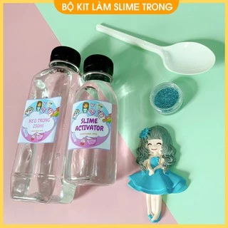 Bộ kit làm slime trong suốt có hướng dẫn kèm charm trang trí và kim tuyến BK8