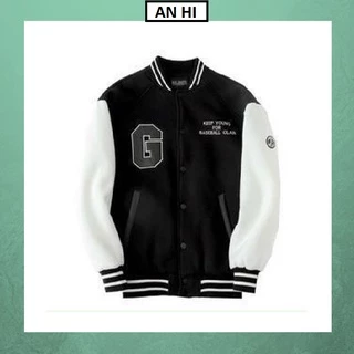 Bomber 💙 Áo khoác bomber nam nữ bóng chày  ĐEN CHỮ G mùa đông nỉ unisex kute hàn quốc dễ thương varsity cao cấp giá rẻ.