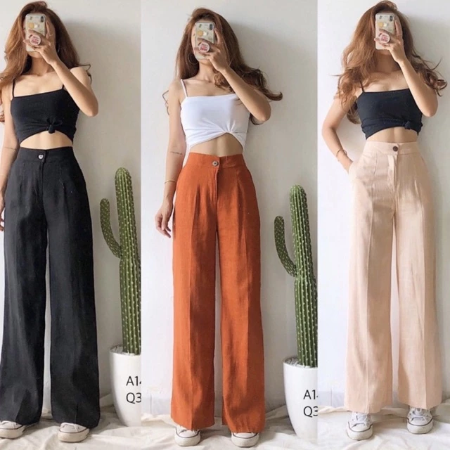 Quần Ống Rộng 💕Quần Culottes Chất Đũi Xước