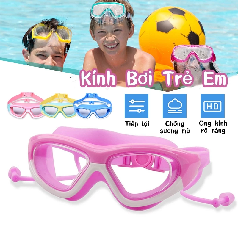 Kính bơi trẻ em,Áo Phao Bơi,Kính bơi cao cấp,Kèm nút bịt tai,Chống tia UV,chống mờ,góc rộng,có viền cao su 1.5cm ngăn
