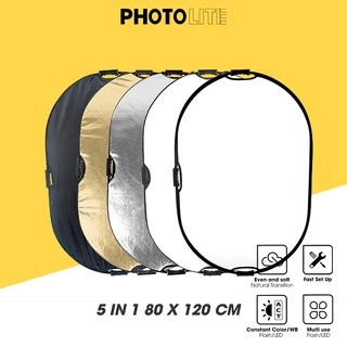 Tấm hắt sáng chữ nhật 5 trong 1 80x120 cm Photolite PA066 vàng/bạc/trắng/xuyên/đen gấp gọn hỗ trợ chụp ảnh nhanh chóng