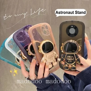 Casing Oppo A57 2022 A77 5G A96 A76 A74 A53 A33 A7 A5S A12 A11K A83 A39 F9 Reno 8Z 7Z 4G f1s ins Trend Cool Astronaut Stand Round Edge Clear Airbag Shockproof Tpu Soft Phone Case NKS 10