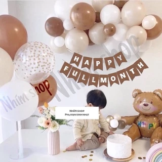 Set trang trí Happy FullMonth ( Đầy tháng) đơn giản tại nhà phong cách retro Hàn Quốc cho bé trai và bé gái