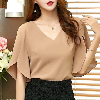 Áo kiểu công sở cổ tim thanh lịch size 40-90kg NQ822 ( thời trang bigsize vickyy.g - anitagreen)