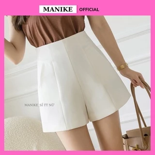 Quần Short Nữ Manike  Bigsize, Quần Đùi Cạp Cao Hack Dáng Ống Rộng Mặc Nhà Đi Chơi