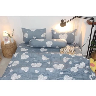 Drap cotton 100% , ga trải giường cao cấp chuẩn LOGO CTY mẫu TRÁI TIM XÁM