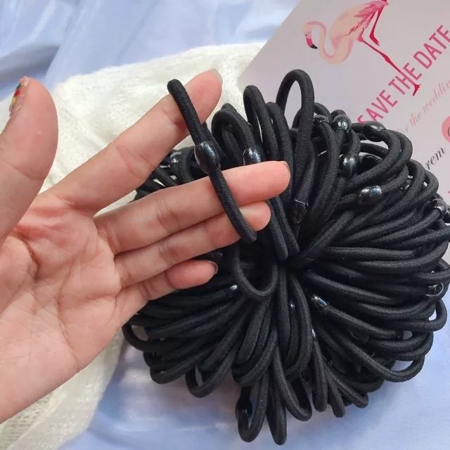 Túi 20 thun buột tóc đen 1 hạt