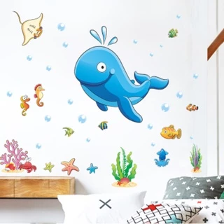 Decal trang trí tường - Đại dương và đàn cá