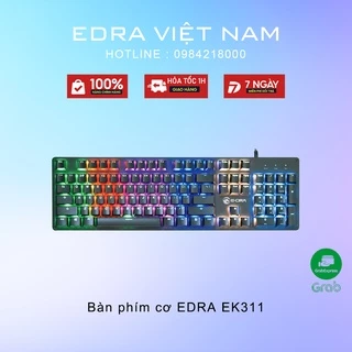 Bàn phím cơ EDRA EK311 Vỏ kim loại Đèn led Rainbow siêu sáng Bảo hành 24 tháng