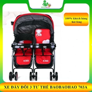 Xe đẩy đôi Baobaohao 703A 3 tư thế - Kèm màn che (Bảo hành 1 năm)