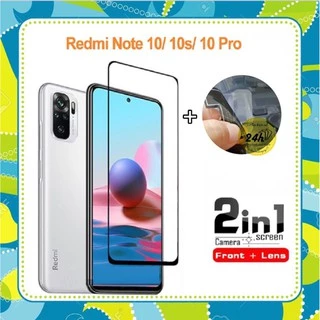 Kính Cường Lực Xiaomi Redmi Note 10 / Redmi Note 10 Pro Full Màn Hình , Full keo + Cường Lực Bảo Vệ Camera Sau
