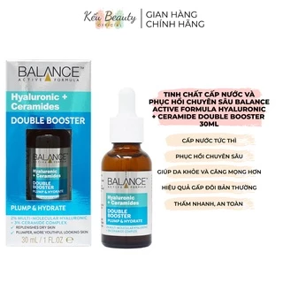 Tinh chất Balance cấp ẩm cho da Active Formula Hyaluronic & Ceramides Double Booster Serum 30ml