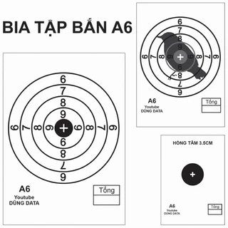 100 Bia tập luyện và thi đấu Khổ giấy A6 10x15cm loại decal có keo dán sẵn tiện dụng - DŨNG DATA SlingShot