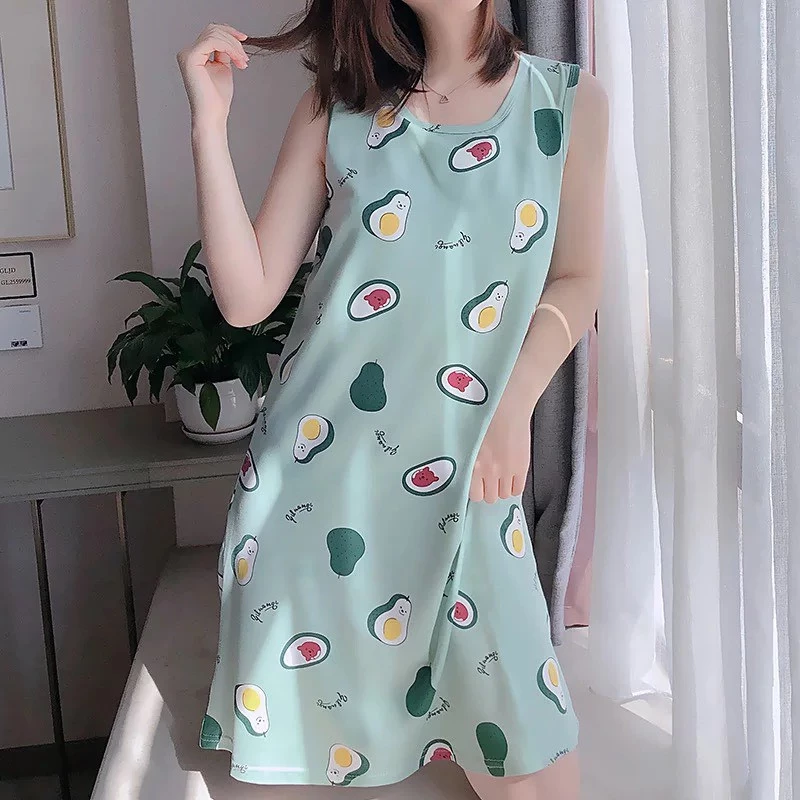Váy ngủ cộc tay thun mềm mát dễ thương