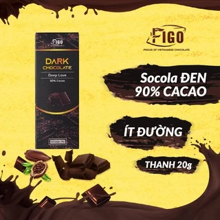 [CHÍNH HÃNG-KETO] Dark Chocolate 90% cacao ít đường 20g FIGO VIET NAM (Keto, diet, das, ăn kiêng )