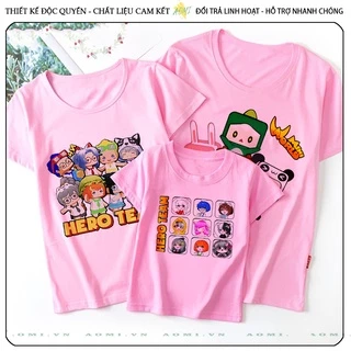 ÁO THUN HERO TEAM PINK MINI WORLD PHÔNG NAM NỮ GIA ĐÌNH CẶP ĐÔI CÓ SIZE TRẺ EM CHO BÉ TRAI GÁI AOMIVN