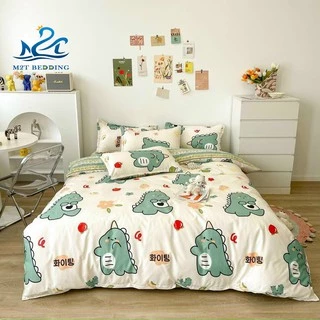 Bộ chăn ga gối Cotton Poly M2T bedding chăn ga Hàn Quốc miễn phí bo chun drap ga giường - khủng long cà chua