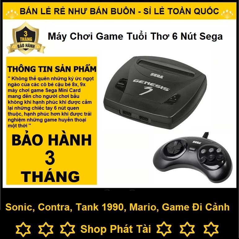 Điện Tử 6 Nút - Máy Chơi Game Sega Genenis 3 Phiên Bản Mới Tích Hợp 368 Trò Chơi Restro - Máy Chơi Game Tuối Thơ