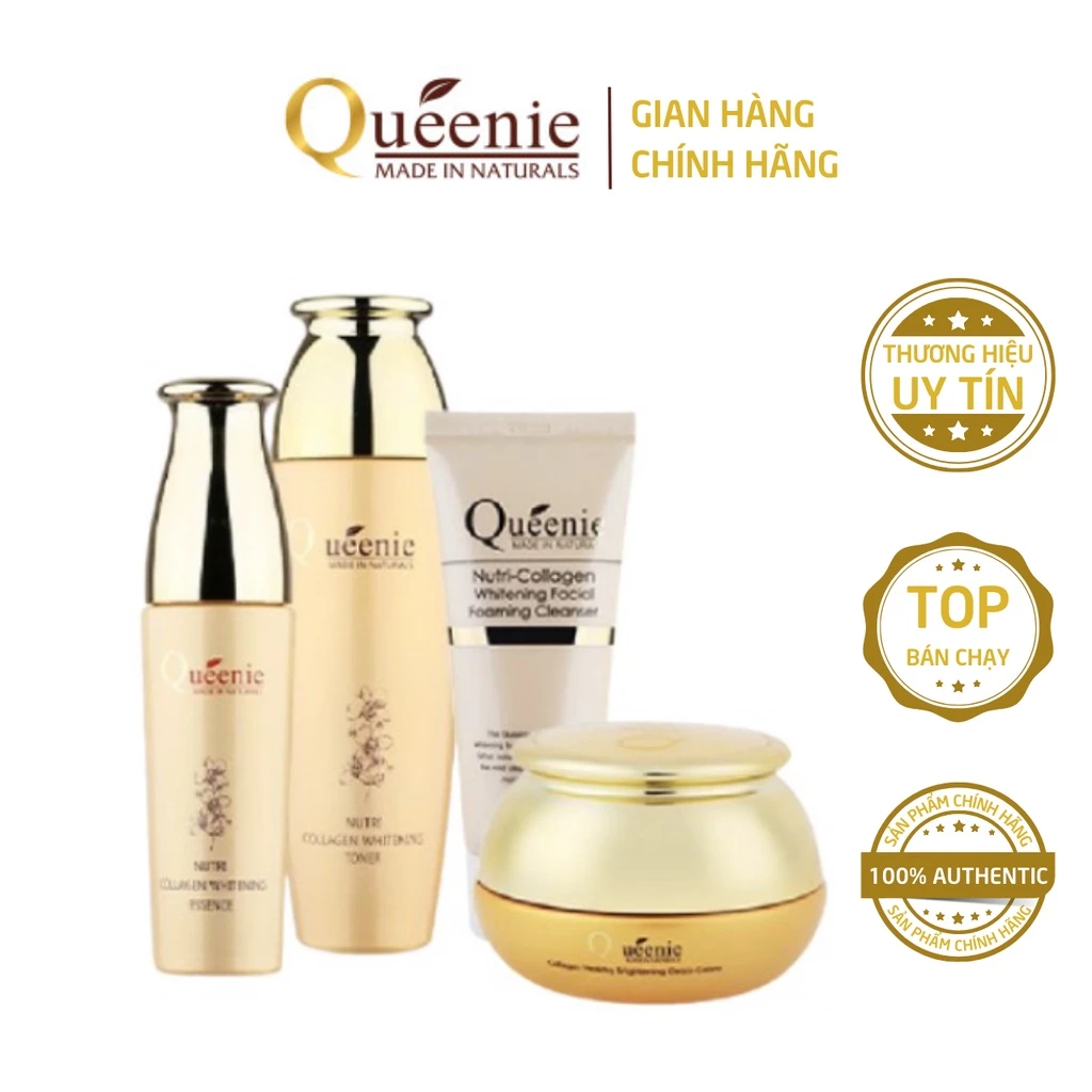 Bộ Mỹ Phẩm Chăm Sóc Da Nám, Dưỡng Trắng Da Queenie Hàn Quốc Chính Hãng 4 Sản Phẩm