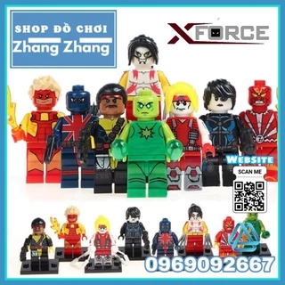 Đồ chơi Xếp hình Forge gồm Domino - Omega Red - Sunfire Radioactive Man - Pyro Union Jack Minifigures POGO PG8082